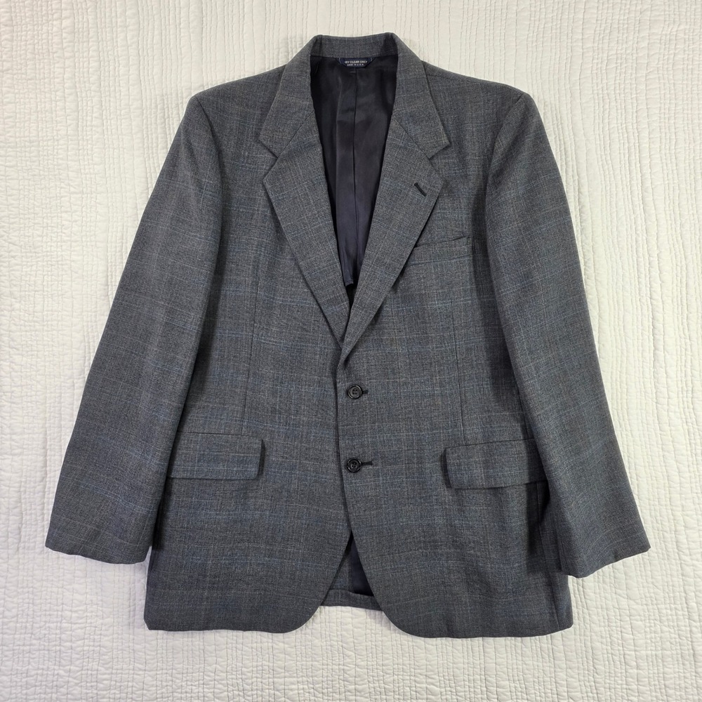 Kuppenheimer Sport Coat Blazer Men 42R Grey EUC Made in USA Vented Glen Plaid